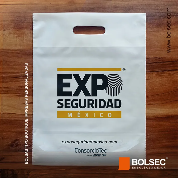 bolsa de plastico tipo  boutique con impresion